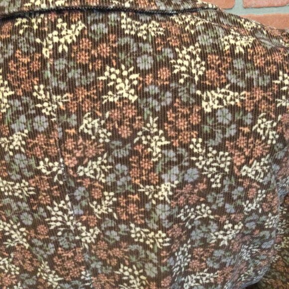 L L Bean Womens Corduroy Blazer Size 12 R Floral Print pockets button front - Picture 6 of 6